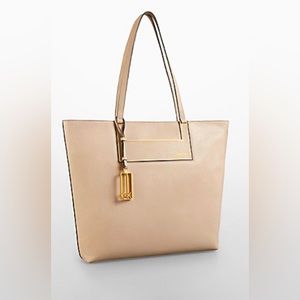Calvin Klein Galey Magazine Saffiano Leather Large Tote Grey NEW WITH TAGS